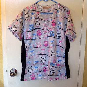 Green Town Owl Scrub Top